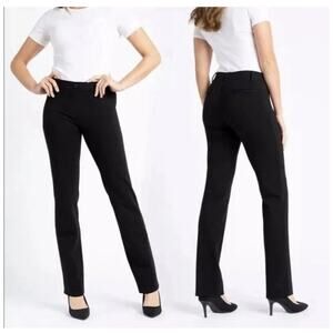 Betabrand Women Dress Pant Yoga Straight Leg Pants Black Pull On Ponte Knit Sz M